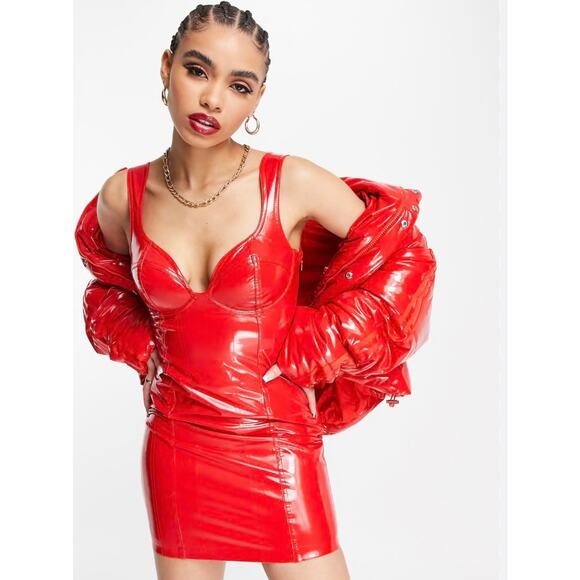 adidas Originals Dresses & Skirts - Adidas Originals X Ivy Park Latex Mini Dress Women's Size Medium Red
